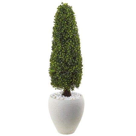 Dare2Decor Boxwood Topiary with White Planter UV Resistant DA403778